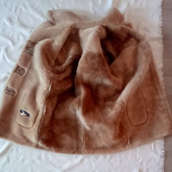 VTG Genuine House Of Leather Women's Suede Shearling Coat Sz M Bust 44" Doubled - Picture 8 of 14